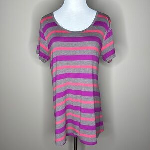 LuLaRoe Classic T womens short sleeved top t-shirt multicolor striped size L.